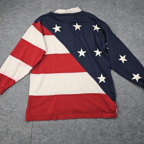 Vintage Britches Rugby Shirt Mens Large American Flag 90s Preppy Patriotic USA - Picture 5 of 6